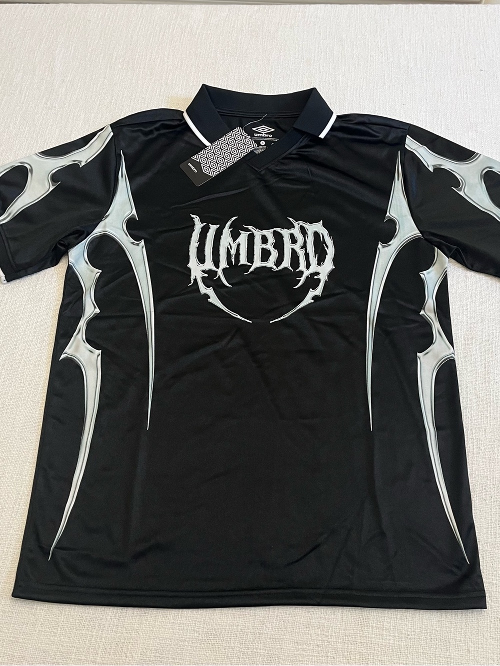 NEW Umbro x Issac Morris Size Small Y2K Tribal/Gothic Logo Jersey Polo Shirt